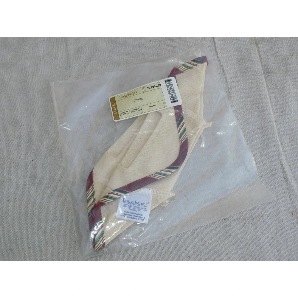 Natural w/ Holiday Stripe Trim Tinsel Basket Liner Longaberger